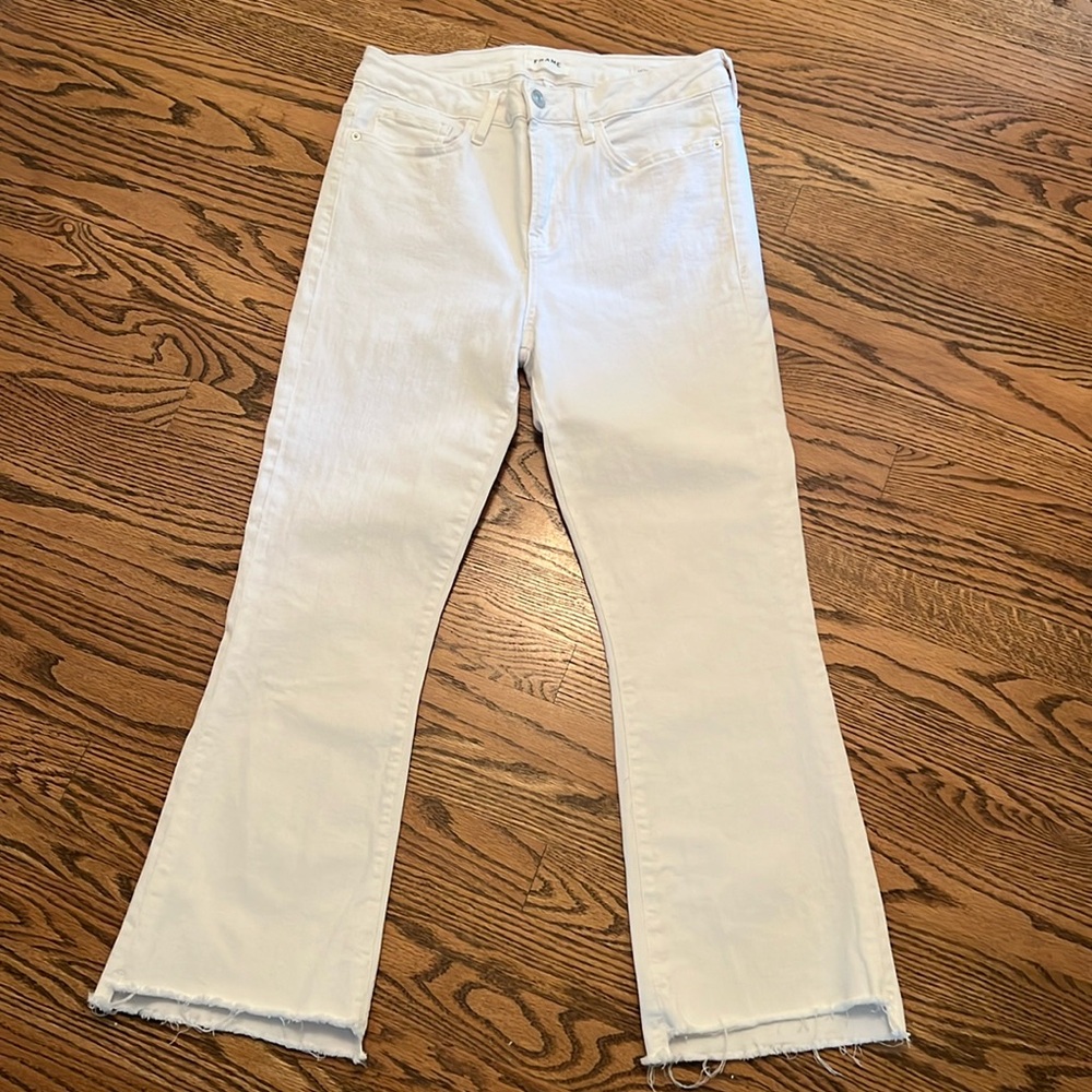 FRAME White Le Crop Mini Boot Stagger Size 29